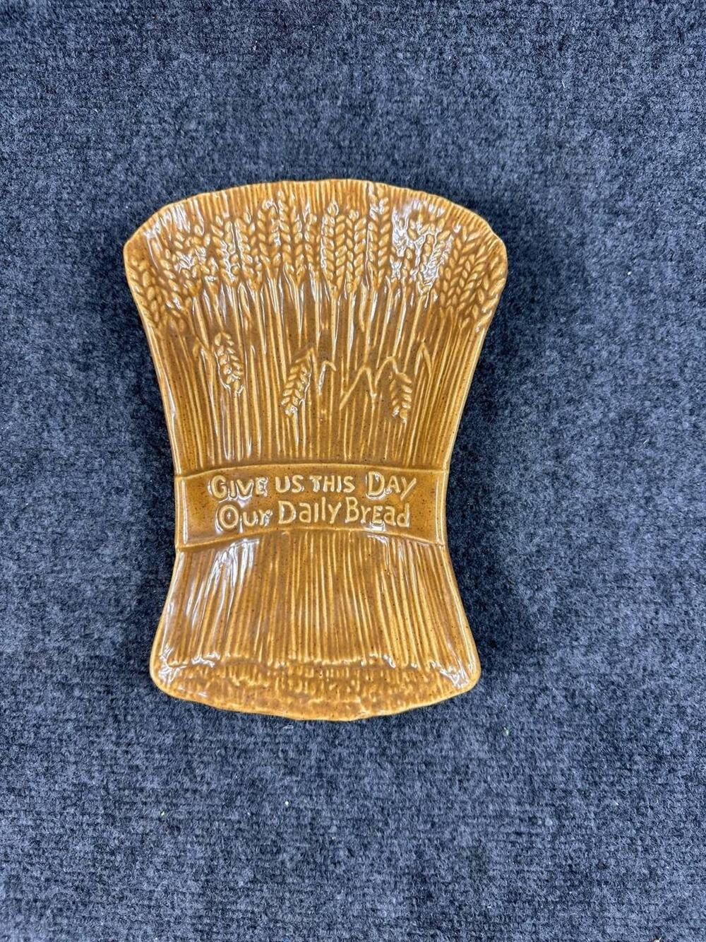 Vintage 1965 Ceramic Bread Tray Give Us This Day Our Daily Bread
